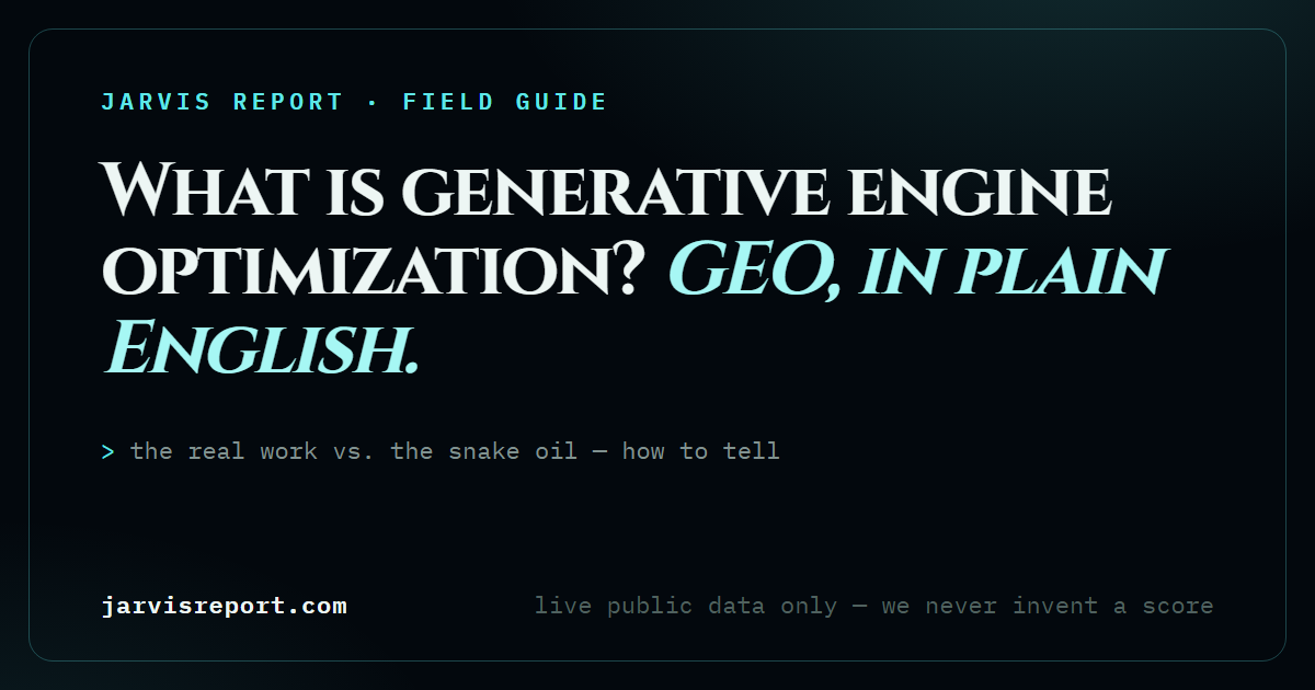 Dark card reading: what is generative engine optimization — a plain-English guide